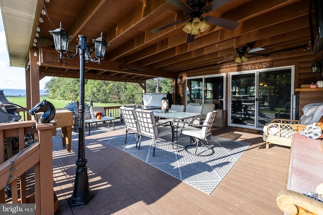 deck featuring ceiling fan