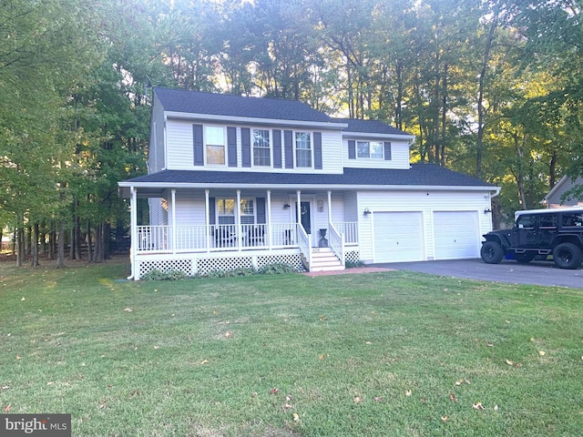 view of front of house featuring a front yard and a porch