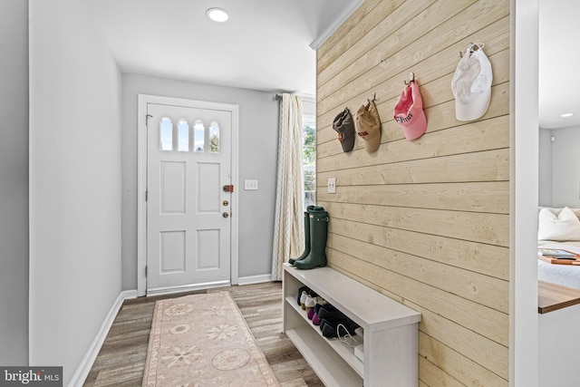 mudroom featuring hardwood / wood-style flooring