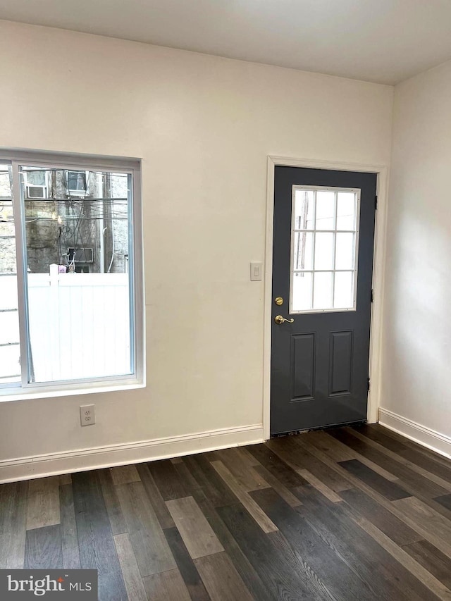 foyer with dark hardwood / wood-style floors and plenty of natural light