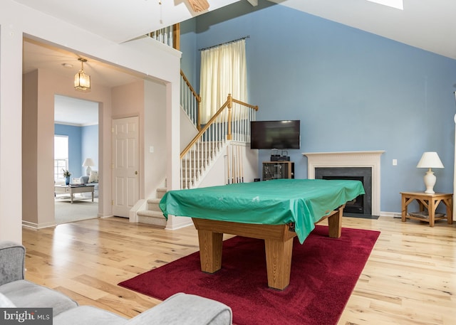 game room featuring pool table and hardwood / wood-style flooring