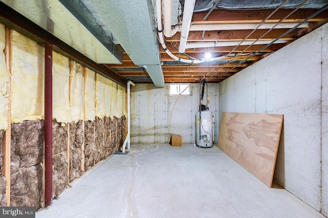 basement featuring water heater