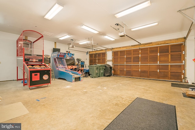 garage with a garage door opener