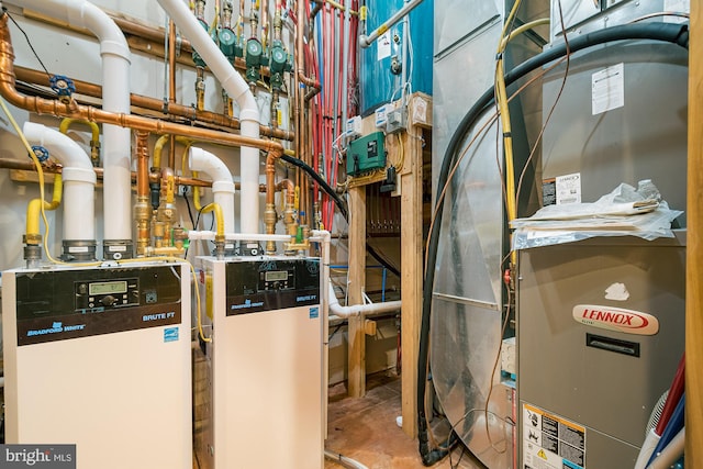 utility room with heating unit