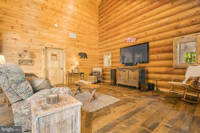 living room with hardwood / wood-style flooring