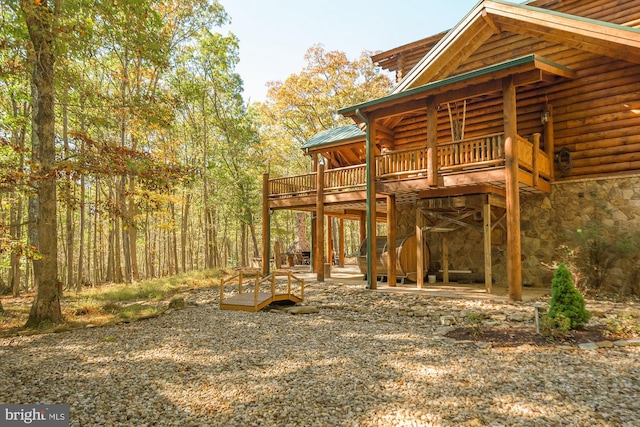 view of yard with a deck