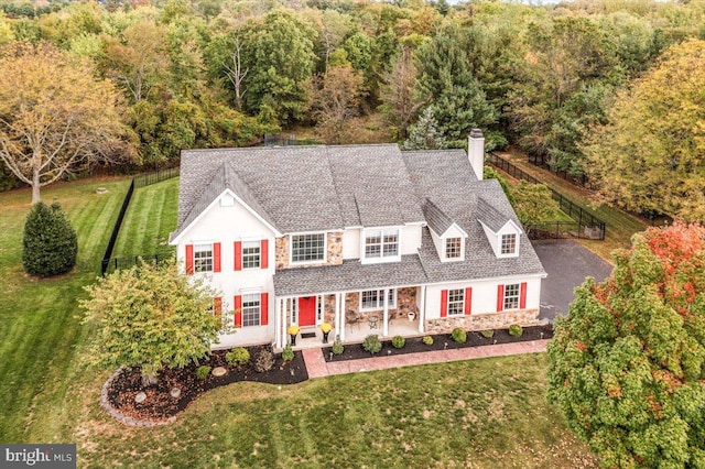 view of front of home with a front yard