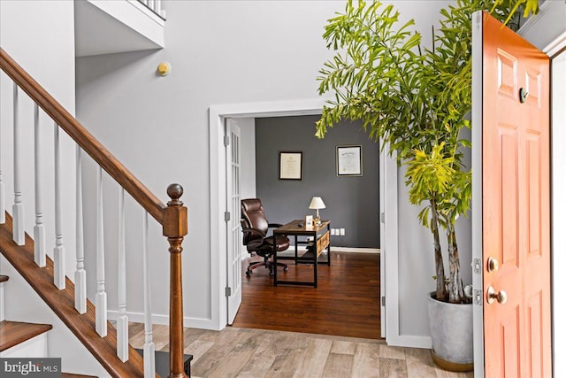 foyer entrance featuring light hardwood / wood-style floors