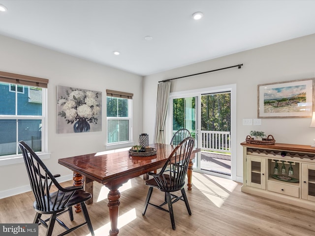 dining area featuring light hardwood / wood-style flooring