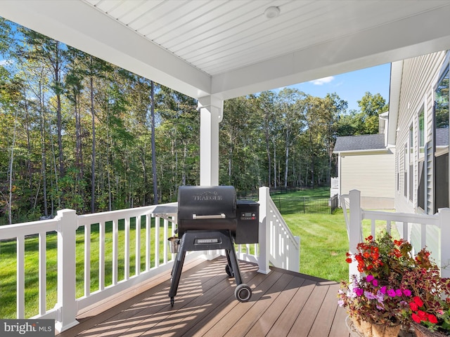 deck featuring a yard