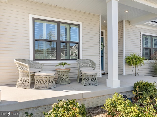 view of patio featuring a porch