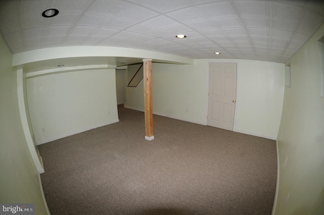 basement with carpet floors