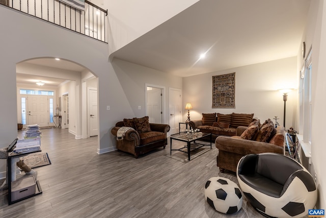 living room with wood-type flooring