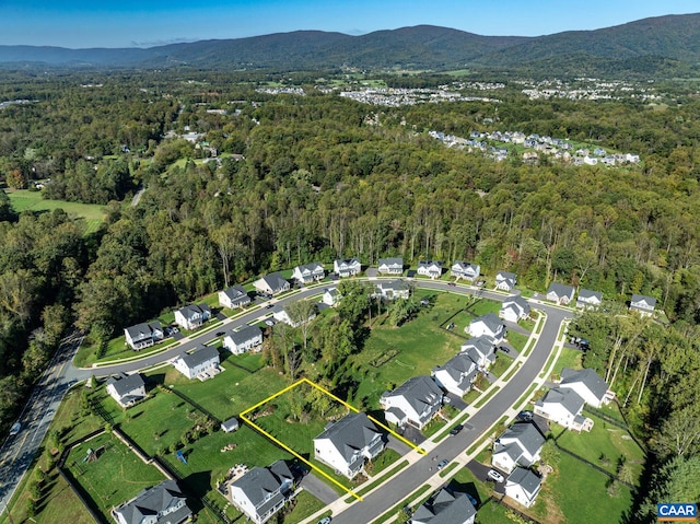 aerial view with a mountain view