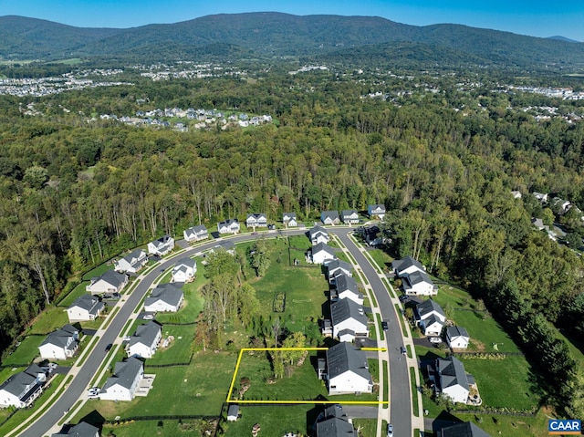 birds eye view of property featuring a mountain view