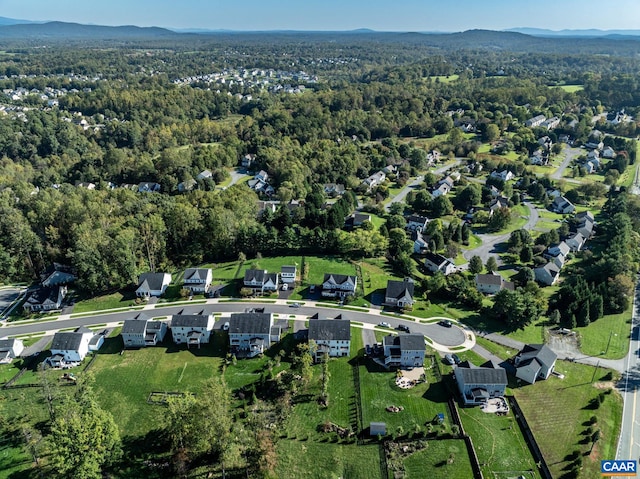 aerial view with a mountain view