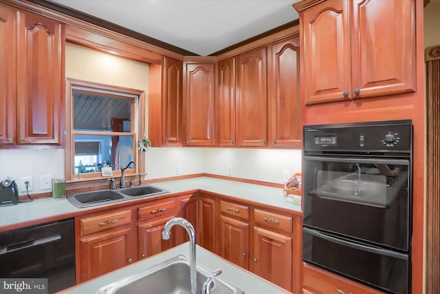 kitchen with black appliances and sink