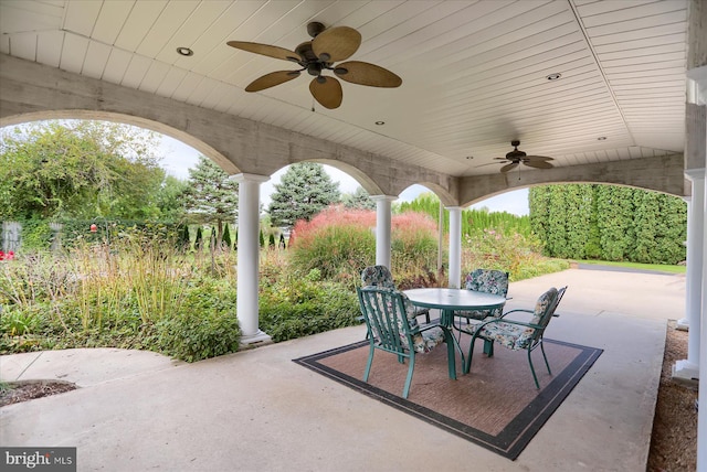 view of patio with ceiling fan