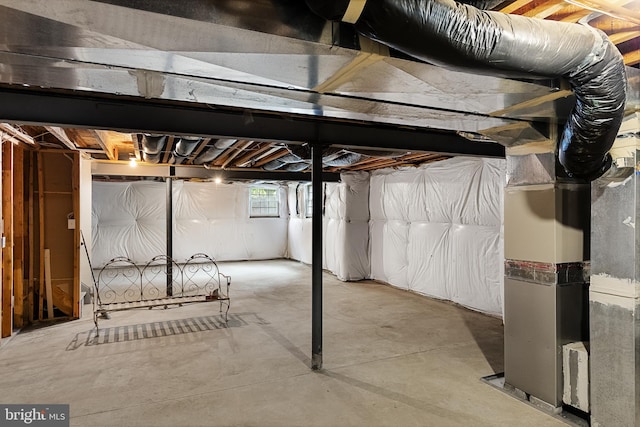 basement with heating unit