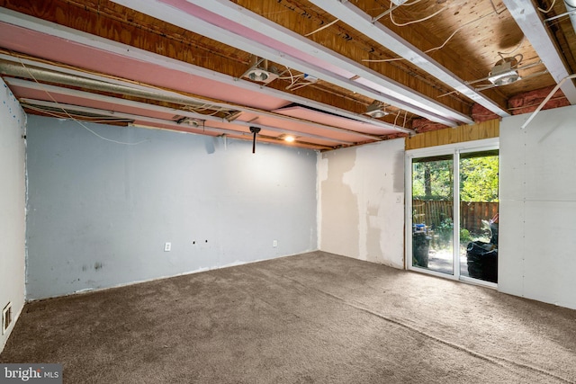 basement with carpet floors