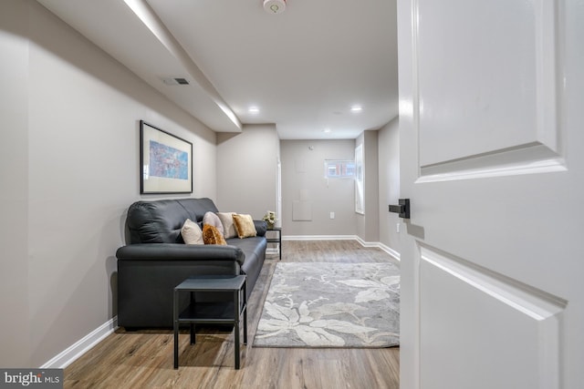 living area with light wood-type flooring