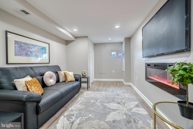 living room with light wood-type flooring