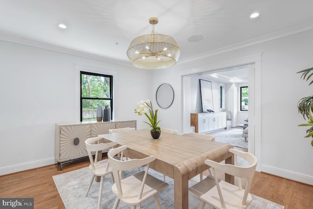 6019 Utah Ave NW, Washington, DC 20015 - dining space with baseboards, healthy amount of natural light, a chandelier, recessed lighting, and ornamental molding