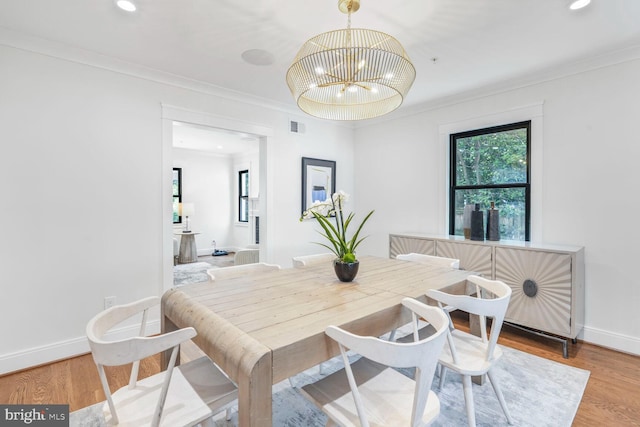 6019 Utah Ave NW, Washington, DC 20015 - dining area with plenty of natural light, ornamental molding, recessed lighting, a chandelier, and baseboards