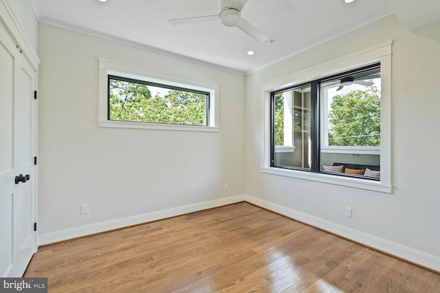 6019 Utah Ave NW, Washington, DC 20015 - unfurnished bedroom featuring ornamental molding, baseboards, wood finished floors, recessed lighting, and a ceiling fan