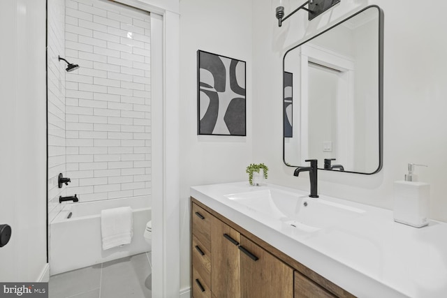 6019 Utah Ave NW, Washington, DC 20015 - bathroom with toilet, vanity, shower / bathtub combination, and tile patterned floors
