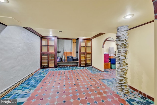 interior space with crown molding