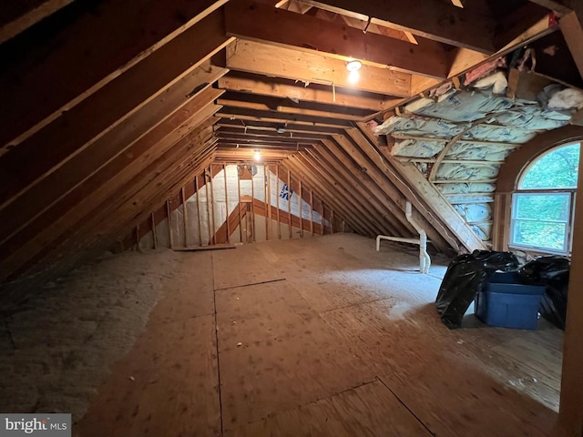 view of unfinished attic