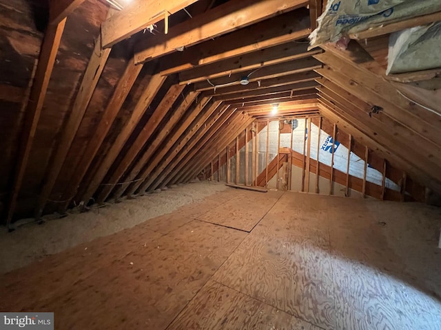 view of unfinished attic