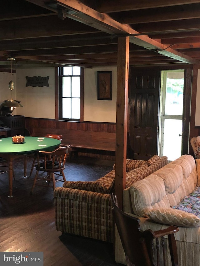174 Jamison City Rd, Benton, PA 17814 - basement with wooden walls, hardwood / wood-style floors, and a healthy amount of sunlight