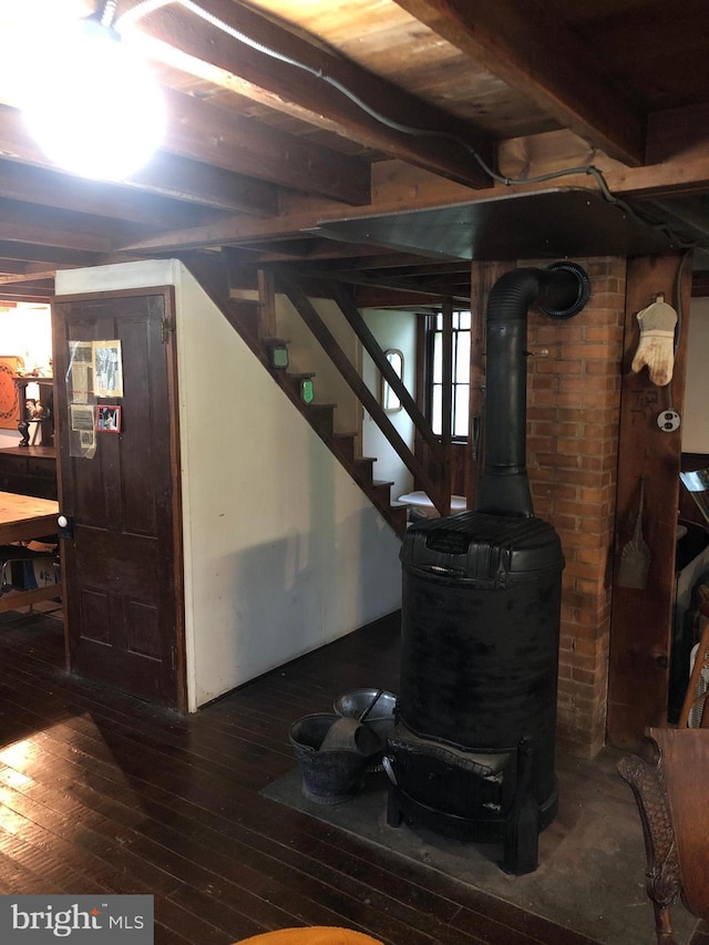 174 Jamison City Rd, Benton, PA 17814 - basement with dark hardwood / wood-style flooring and wood ceiling