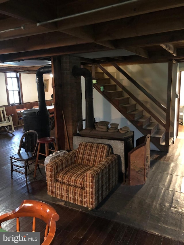 174 Jamison City Rd, Benton, PA 17814 - interior space with dark hardwood / wood-style floors and wood walls