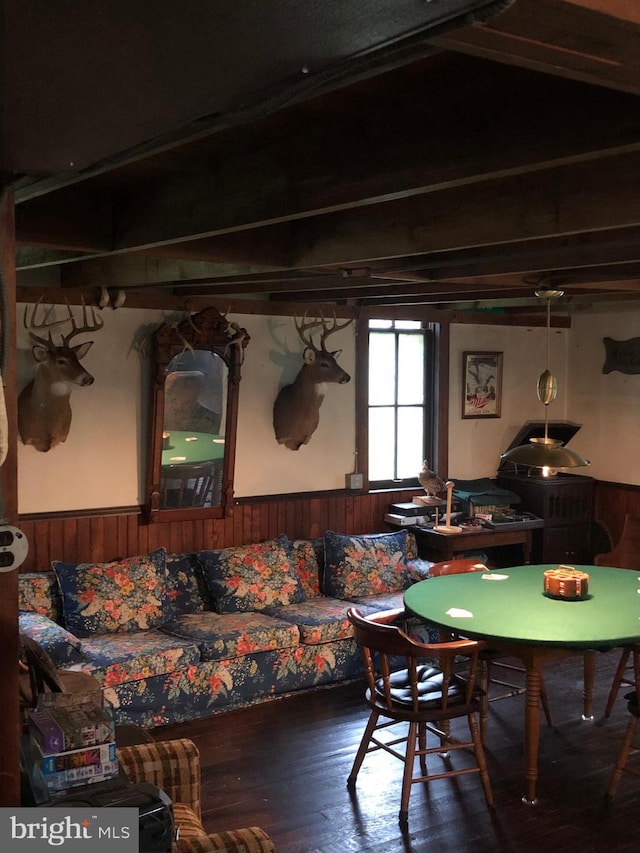 174 Jamison City Rd, Benton, PA 17814 - living room with hardwood / wood-style floors and wood walls