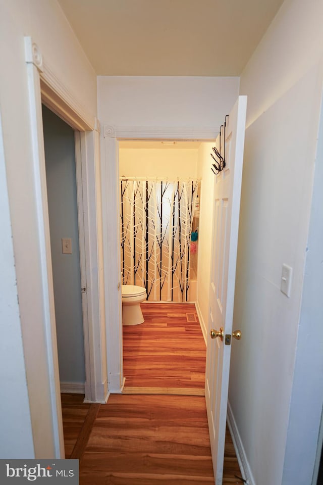 corridor featuring hardwood / wood-style floors