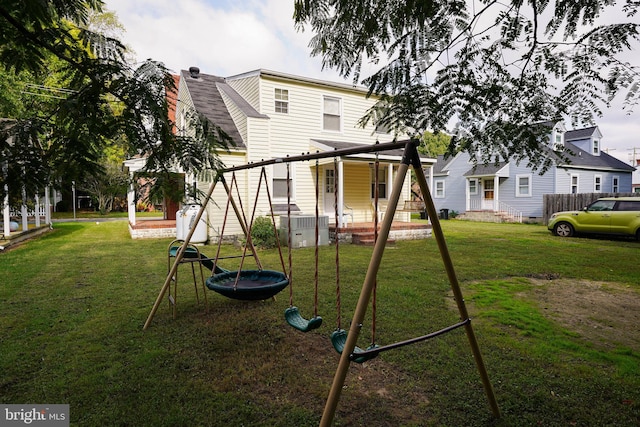 view of playground featuring a yard