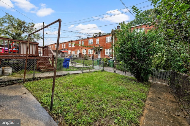 view of yard with a deck