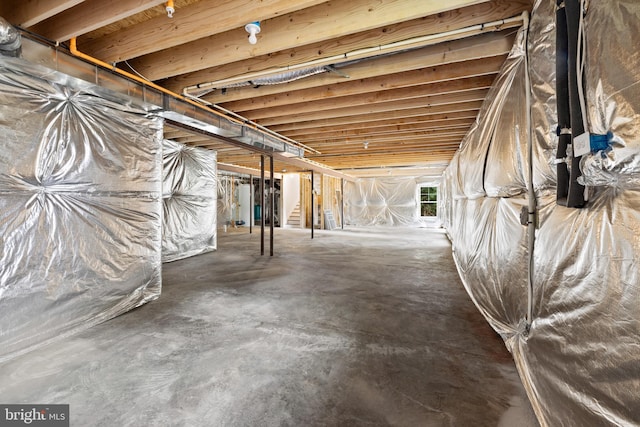 basement featuring water heater