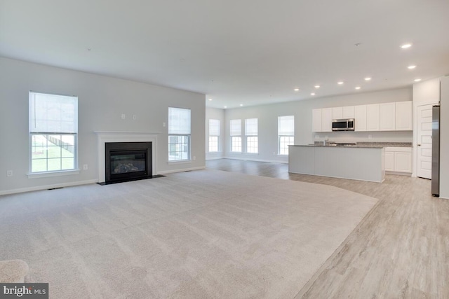 unfurnished living room featuring light hardwood / wood-style floors