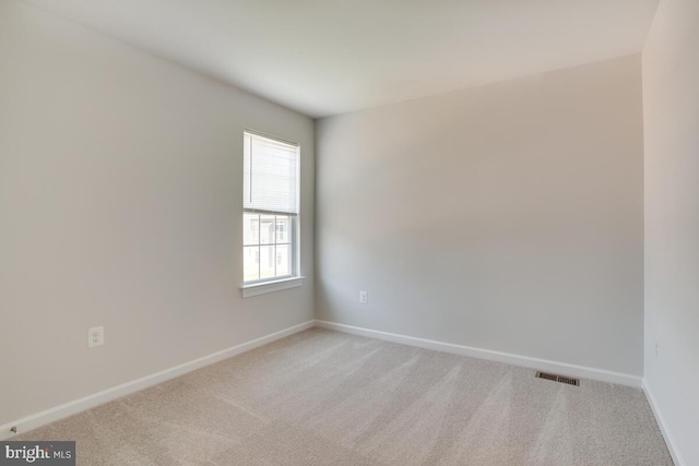 spare room featuring light carpet