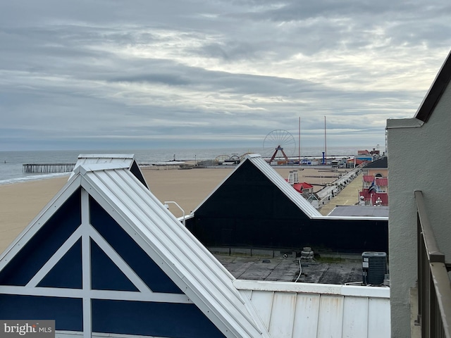 exterior details featuring a beach view