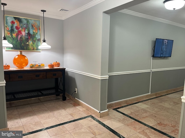 hall with crown molding