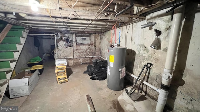 basement with water heater