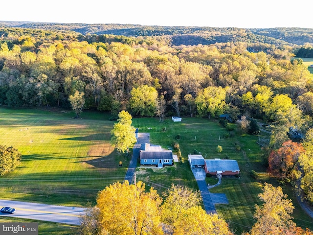 drone / aerial view with a rural view