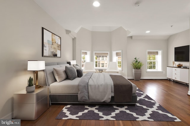 bedroom featuring dark wood-type flooring