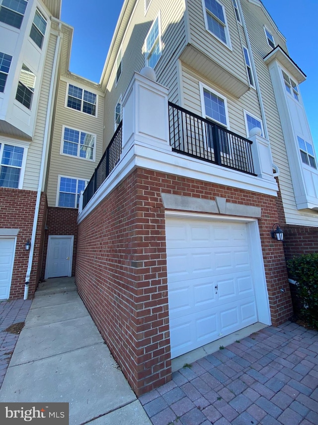 exterior space featuring a garage