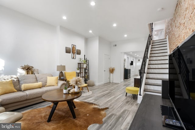 living room with light wood-type flooring